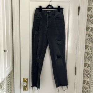 black Pacsun high-rise straight leg ripped jeans